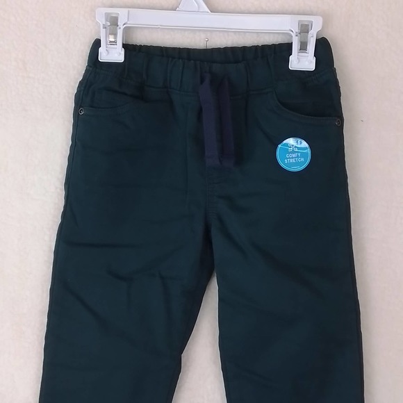 Carter's Kid Cotton Blend Joggers Boy's Size 4 in Dark Green w/ Terry Lining - Picture 3 of 10